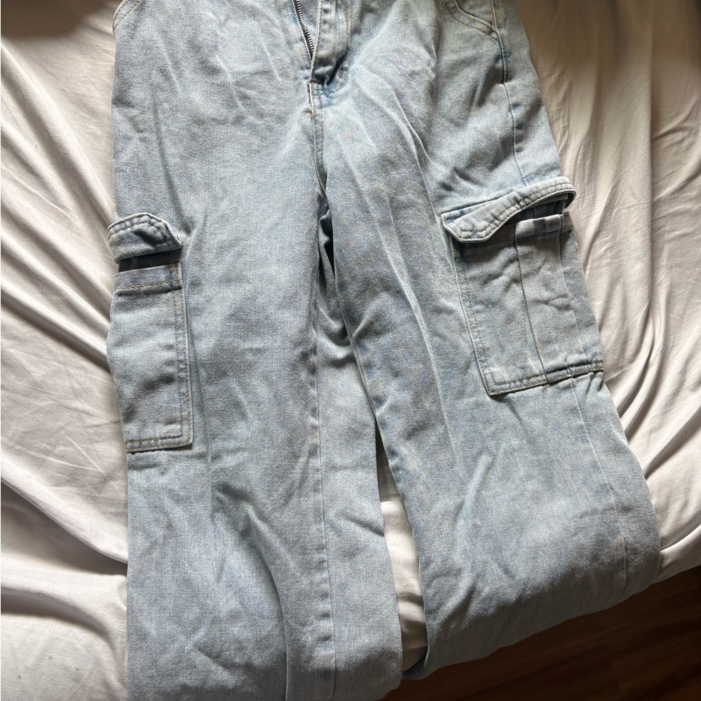 SHEIN Light Blue Relaxed Cargo Jeans for Men